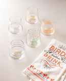 Chic Stemless Wine Glasses on table