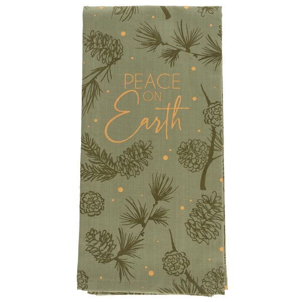 Peace on Earth Light Green Holiday Tea Towels