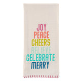 Joy, Peace, Cheers Holiday Tea Towel