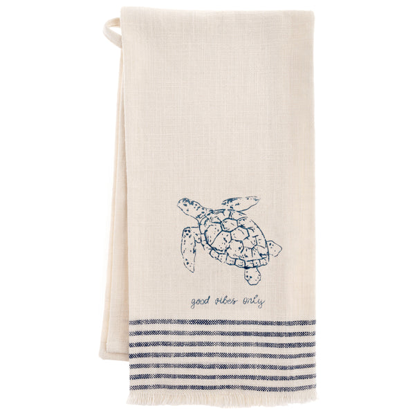 Turtle-Good vibes only Waterfront Tea Towels