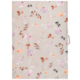 Lilac floral linen blend tea towel unfolded view