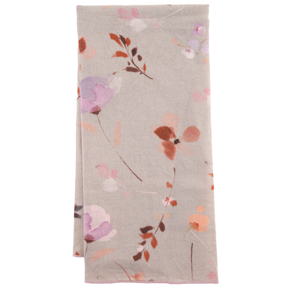 Lilac floral linen blend tea towel
