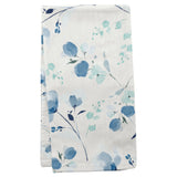 Blue floral linen blend tea towel