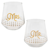Mr. and Mrs. Chic Stemless Wine Glass