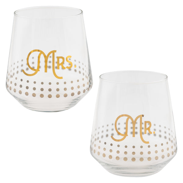 Mr. and Mrs. Chic Stemless Wine Glass