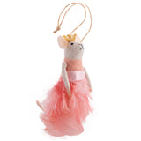 White pink dress mouse ornament