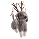 Grey reindeer dog felt ornament