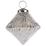 Silver Mercury Fluted Diamond Glass Ornament