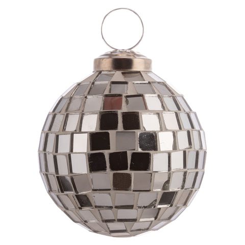 Silver disco mosaic ornament