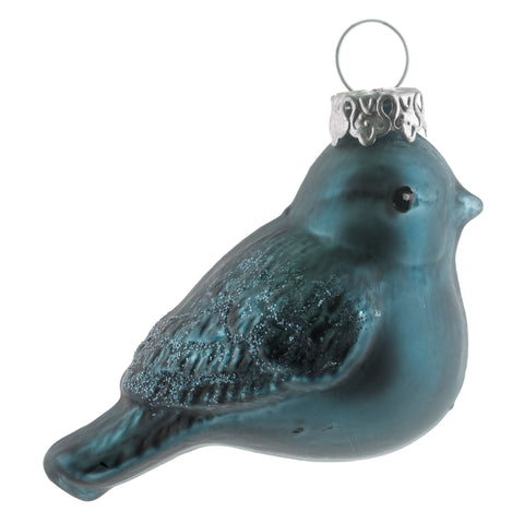 Blue birdie glass ornament