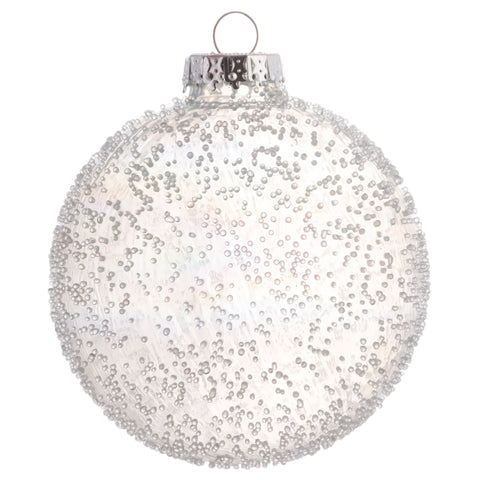 4" Iridescent Icy Snow Glass Ornament