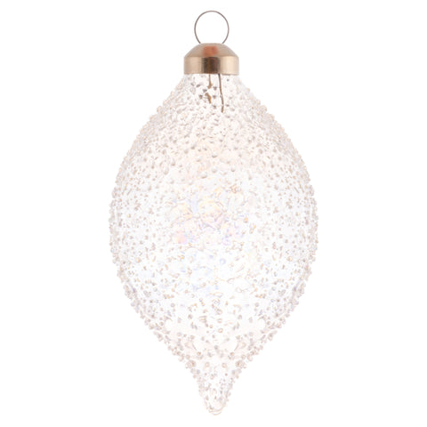 5.5" Iridescent Icy Snow Glass Ornaments