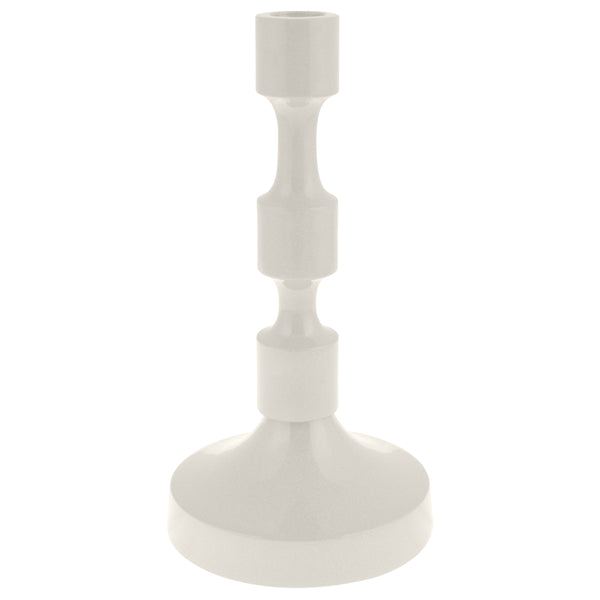 Small ivory metal taper candlestick holder