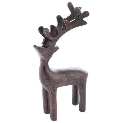 Large espresso metal reindeer statue