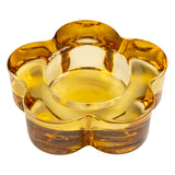 Amber Glass Flower Tealight Holder
