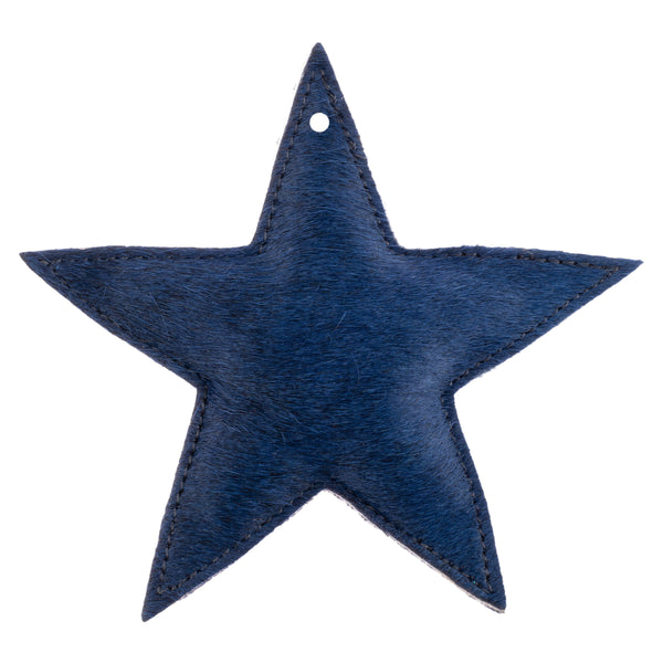 Large navy cowhide leather star ornament