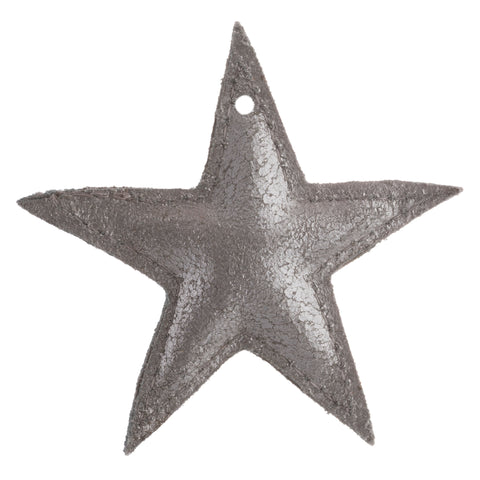 Small silver leather star ornament