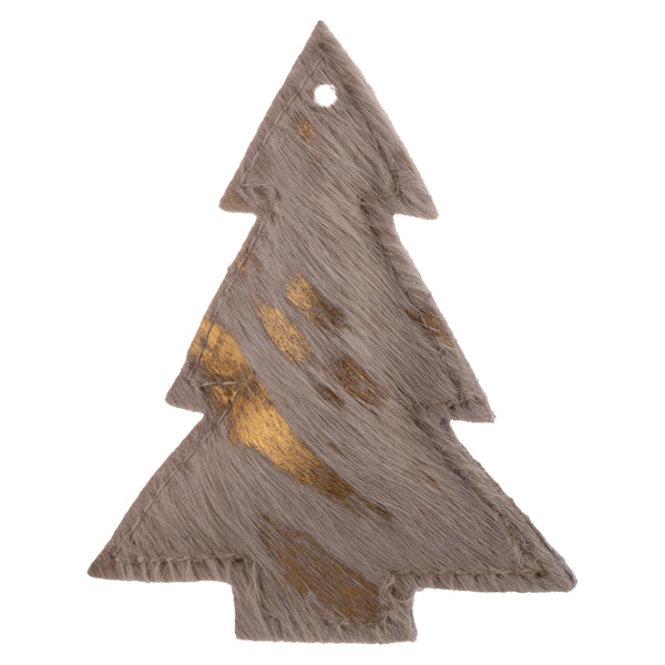 Small gold cowhide leather tree ornament