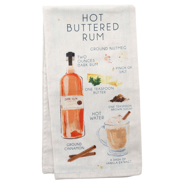 Buttered Rum Holiday Spirits Tea Towel