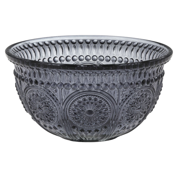 Gray medallion glass bowl