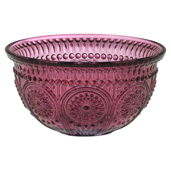 Plum medallion glass bowl