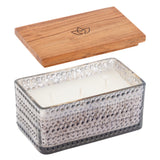 Silver Tobacco and Bayleaf Rectangle Hobnail Candle
