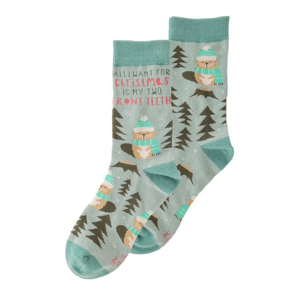 Beaver Holiday Socks