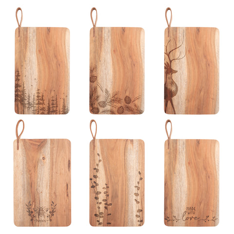 Etched cutting board assortment variables view