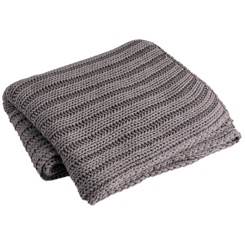 Gray Chunky Knit Channel Throw