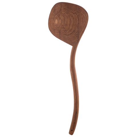 Bali teak curved ladle front view