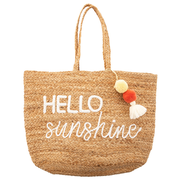 Hello Sunshine Jute Beach Bag