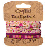 Peach Split Floral Thin Headbands Packaged View