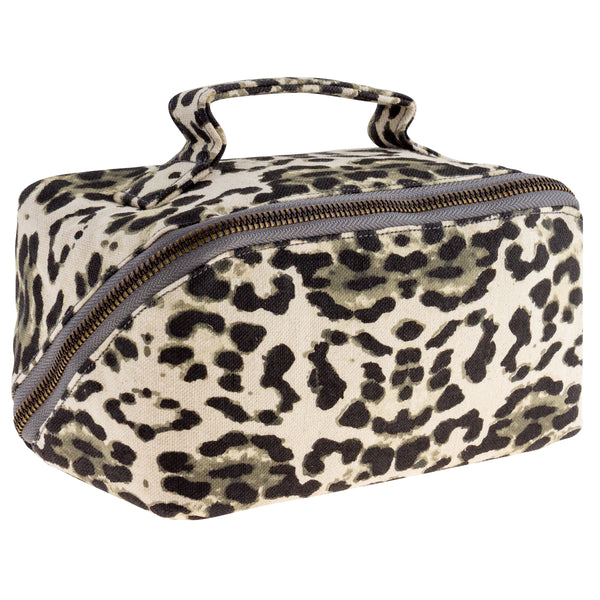 Leopard zip cosmetic bag