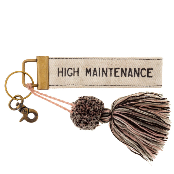 High Maintenance Canvas Tassel Key Chain