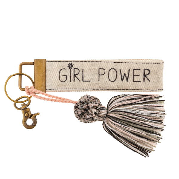 Girl Power Canvas Tassel Key Chain
