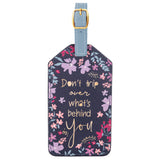 Navy floral luggage tags