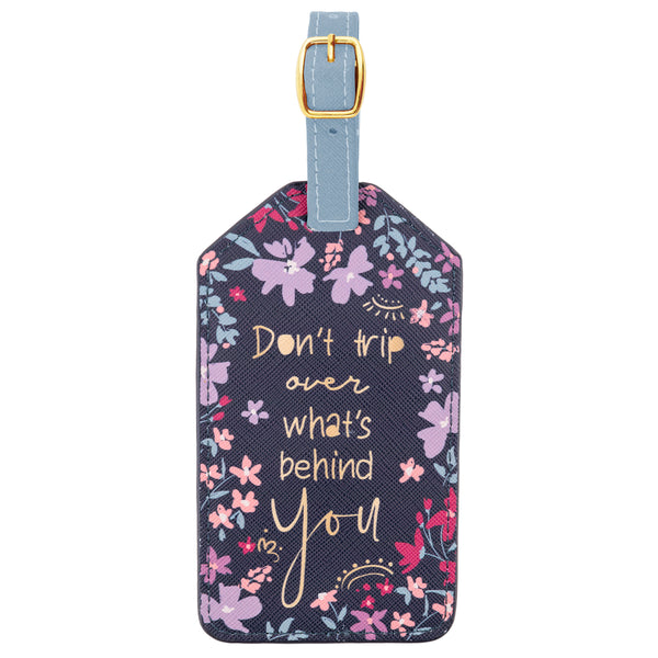 Navy floral luggage tags