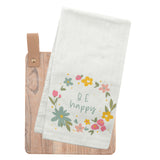 Be Happy Flora Tea Towel With Cutting Board