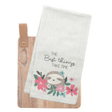 Sloth Flora Tea Towel With Cutting Board