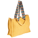 Mustard Oversized Tote With Hand Woven Straps