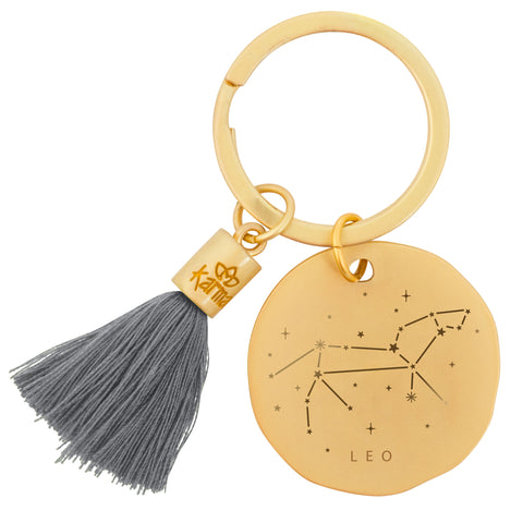 Leo zodiac round tassel keychain
