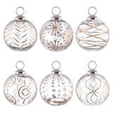 Gold set of 6 Etched Glass Ornament Gift Box