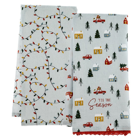 'Tis the Season Holiday Flour Sack Tea Towels With Charm