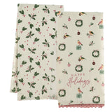 Happy Holidays Holiday Flour Sack Tea Towels With Charm