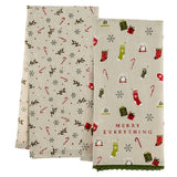 Merry Everything Holiday Flour Sack Tea Towels With Charm