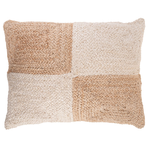 Natural check large rectangle jute pillows