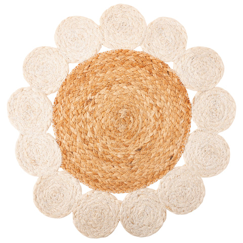 Natural & white jute floral placemats