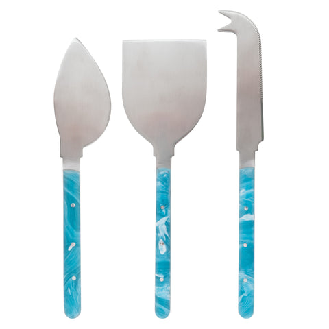Turquoise resin cheese tools