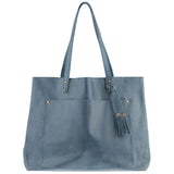 Cerulean leather tote bag