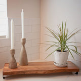 Sierra Wood Serve Board With Iron Feet with Candle Holders